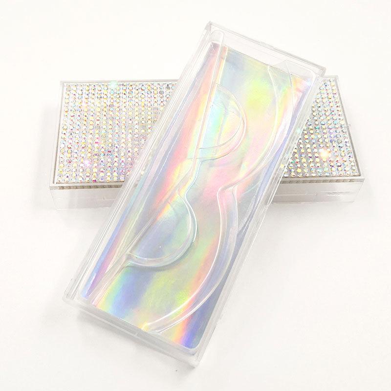 Custom Packaging Glitter Rhinestone Lash case Empty Rhinestones Eyelash Box with windows