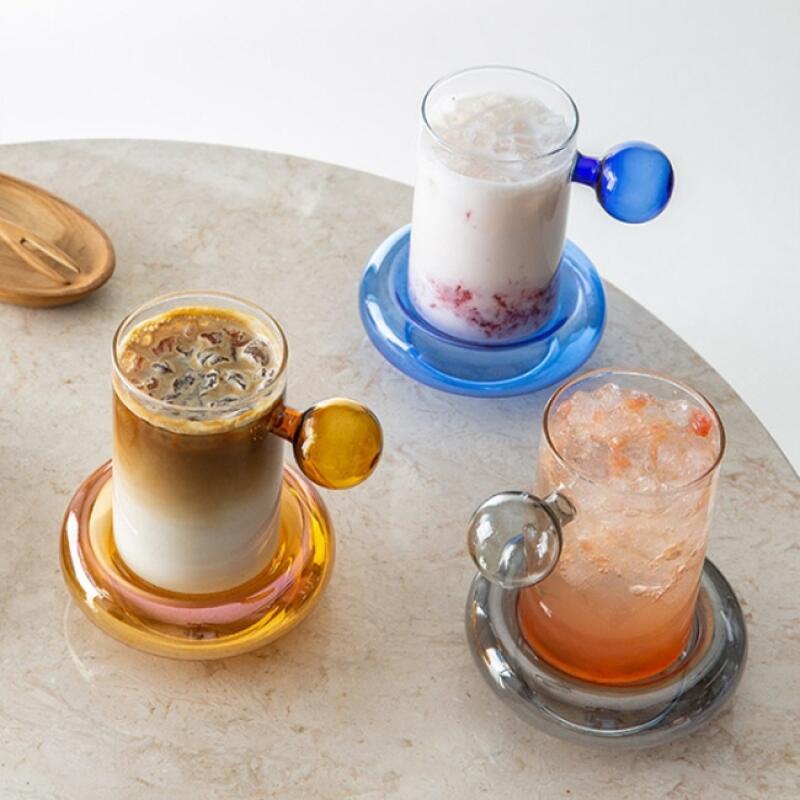 Handle Point Glass Mug Tube Holder Set 3 Colors