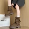 British style spring and autumn explosion Martin boots women 2025 new Internet celebrity high sense thick bottom super fire show high short boots