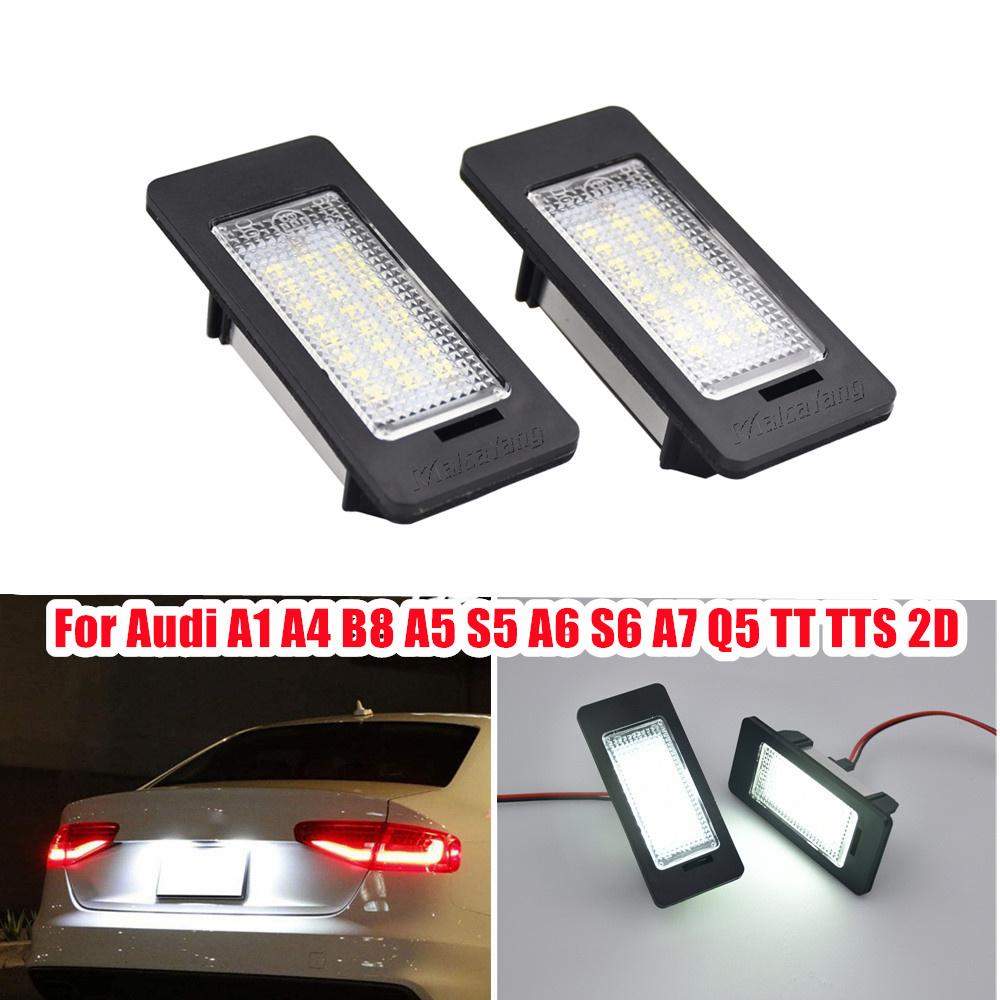 2pcs LED License Plate Light Lamp for A1 A4(B8) A5/S5 A6/S6 A7 Q5 TT TTS RS5 TTRS 2D Roadster