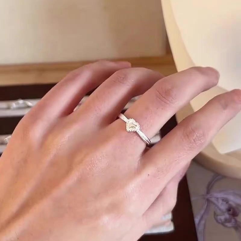Korean Version Plain Ring Irregular 925 Sterling Silver Versatile Ring Women's Niche Ins Style Design Non-fading Combination Ring