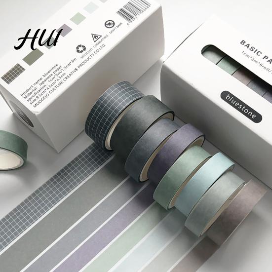 Scrapbooking Decorative Tape 8 Rolls Washi Set, Stickers, Aesthetic Solid Color Tapes Neat Storage Set for Supplies, Journaling Junk Journal, Wrapping