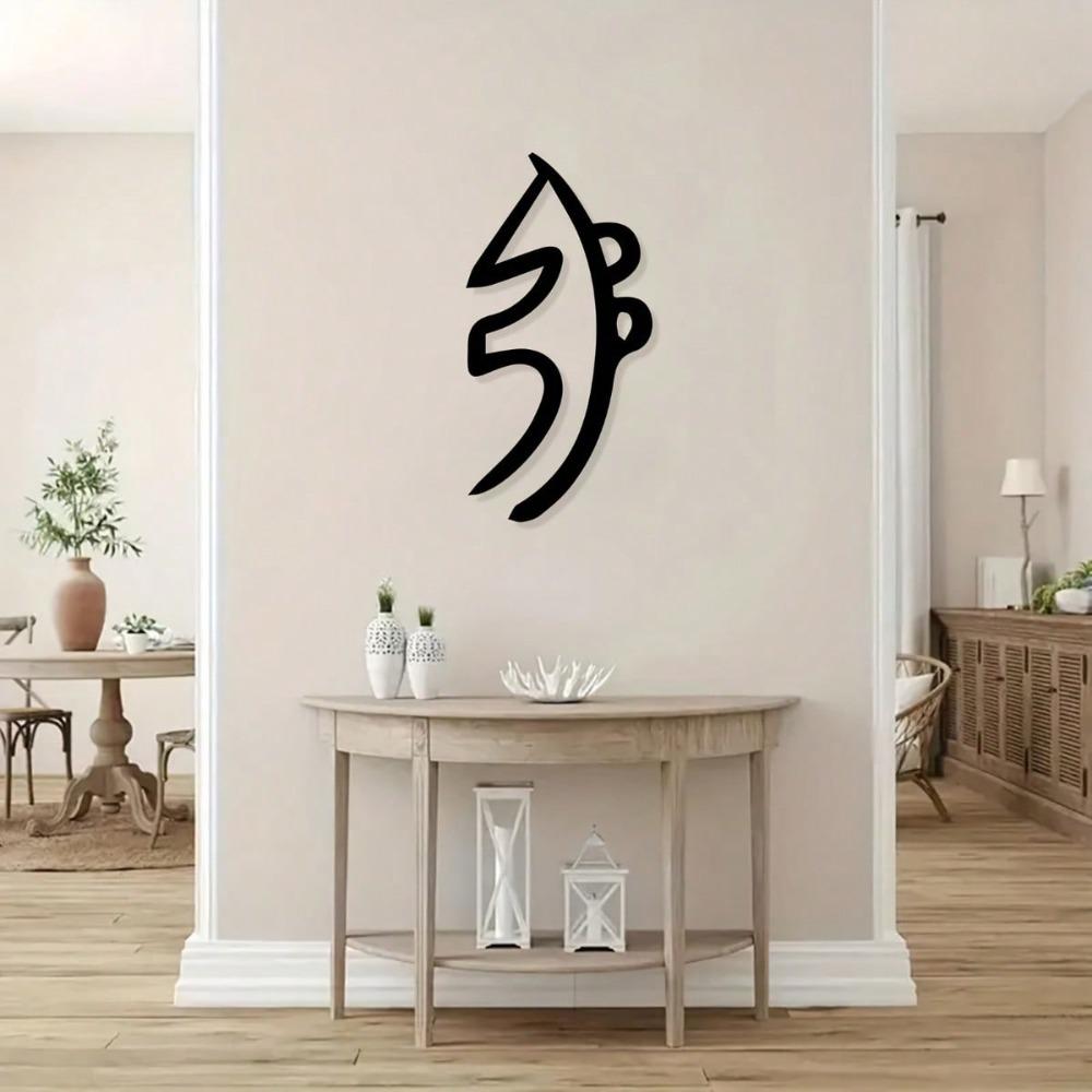 Black Minimalist Metal Wall Art Spiritual Decor Rustproof Yoga Studio Meditation Room Gift