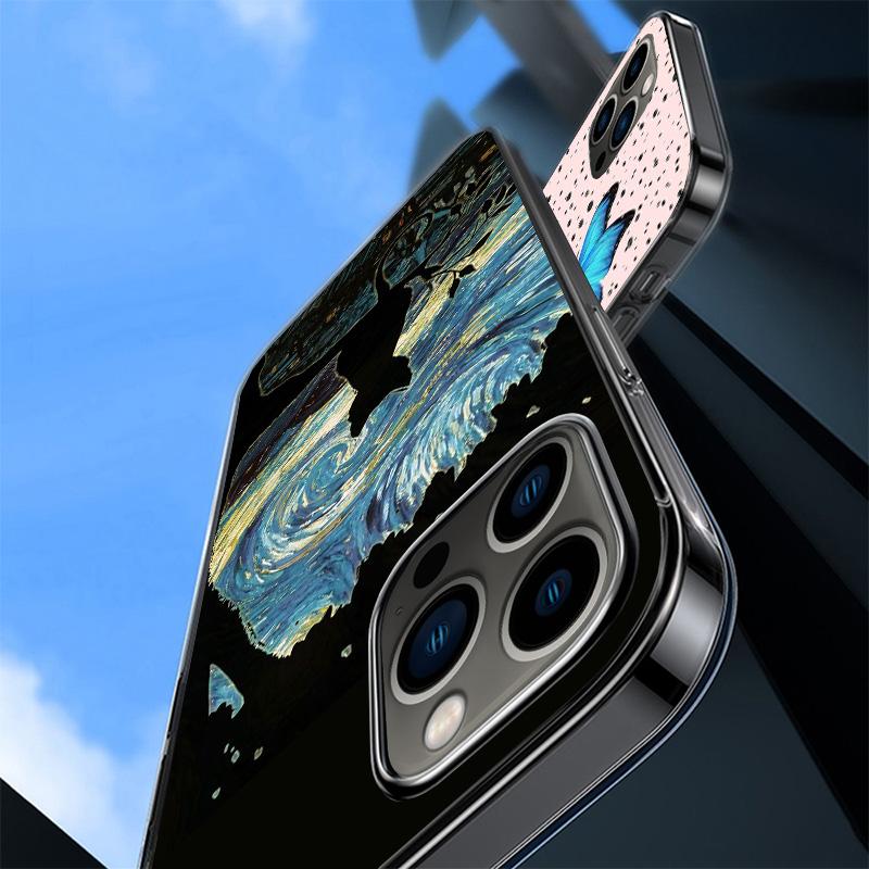 Black Cat Cartoon Cute Phone Case For iPhone 17 Air 16 Pro Max 16E 15 + 14 Plus 11 12 13 Mini 7 8 SE Gift Print Cover Fundas 17