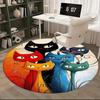 1pc Colorful Cat Faces Round Carpet Anime Design Office Chair Mat, Non Slip Rug for Home Decor