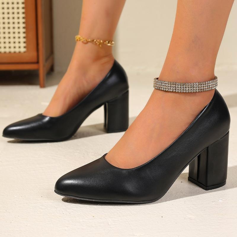 2026 New Thick Square Heels Pumps for Women High Heel Pointed Toe Basic Pumps  Autumn Slip on Party Shoes