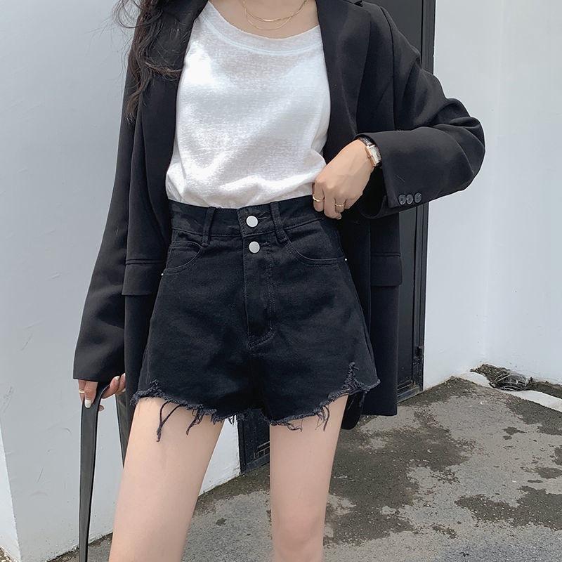 

Классические и Минималистичные Модные Универсальные Летние Женские Джинсовые Шорты с Рваными Деталями, Высокой Посадкой, Свободного Кроя, Тонкие, А-силуэта, Индивидуальность и Трендовость 2XL чёрный