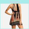 Sexy Deep Vneck Hanging Neck Short Skirt Womens Backless Beach Dress With Cotton Blend Fabric