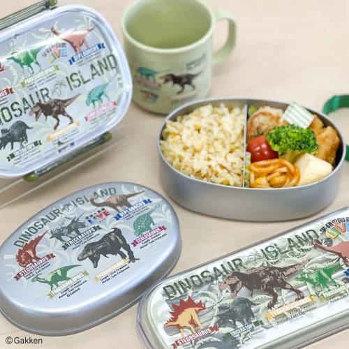 OSK Gakken Illustrated Book LIVE Aluminum Children's Lunch Box, Medium, with Divider, AL-5, Khaki [AL-5]