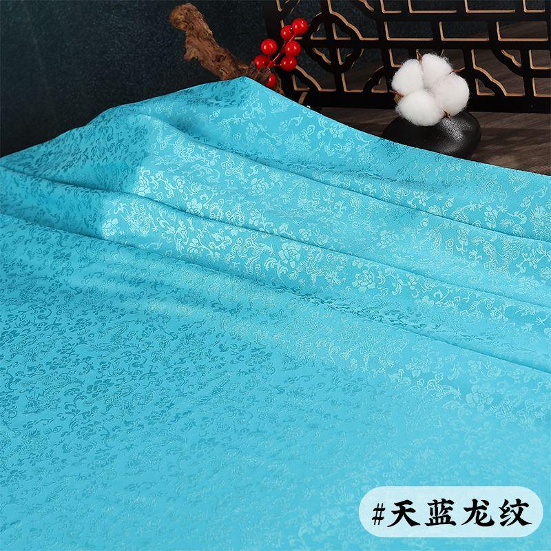 Double Sided Jacquard Fabric Bamboo Dragon Pattern By The Meter for Clothes Cheongsam Hanfu Sewing Cloth Fine Soft Gold White