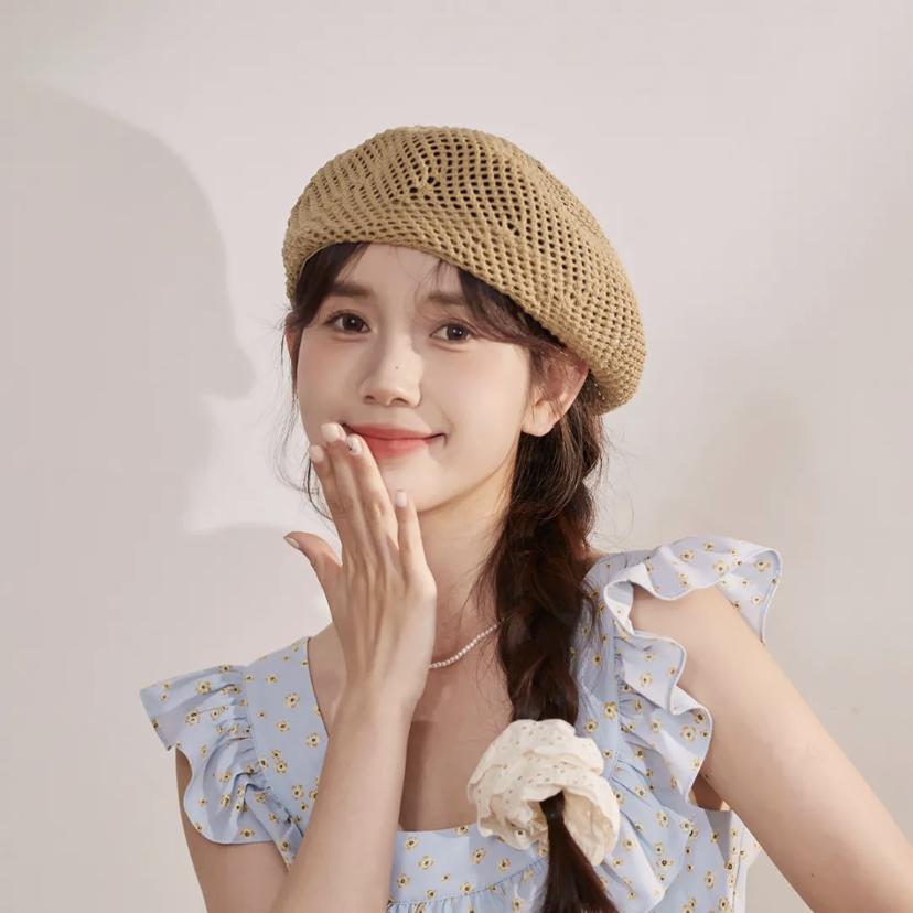 

Женский берет весна-лето дышащая ажурная шляпа художника темперамент универсальная шляпа Bud one size