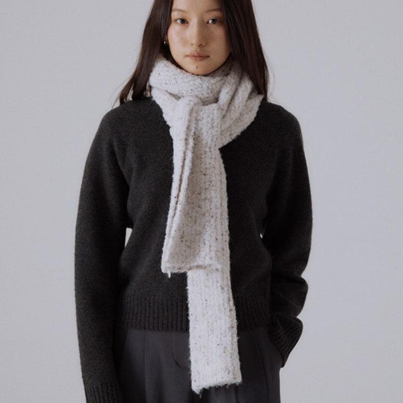 SILN Long cloud boucle knit muffler (OAT SPECKLE)