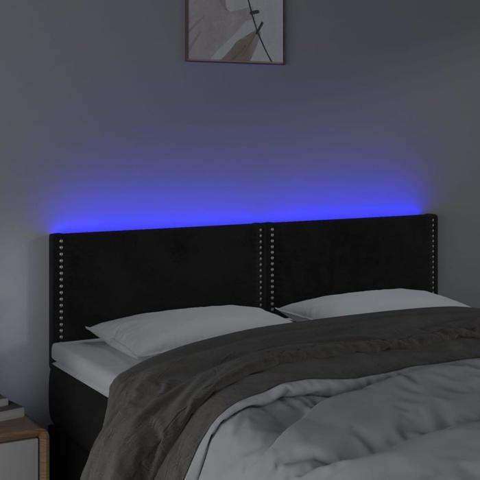 VidaXL Tête de Lit à LED Meuble de Chambre à Coucher Accessoire de Lit Double Tête de Cadre de Lit Intérieur Noir 3121522