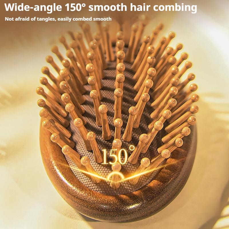 Sandeltre Läder Massagekam Stor Platta Luftkudde Kam Airbag Kam Hårvård Slätt Hår Antistatisk Träkammare Meridian Kam