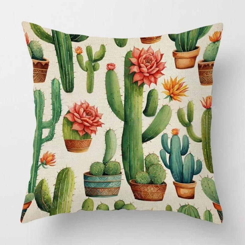 Colorful Cactus Patterns Pillow Covers Pattern Cushion Cover Suitable for Sofa Bedroom Car Pillow Cover