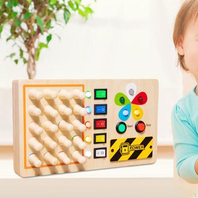 Montessori Spielzeug Holz Aktivitätsbrett Eltern-Kind-Spiel Intelligenz entwickeln Lampe Memory-Schach