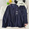 Cloud Cotton Cartoon Pajama Set: Long Sleeve Cardigan and Pants for Women