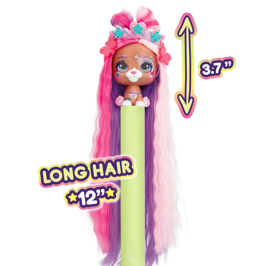 VIP Pets - Spring Vibes Series - Includes 1 VIP Pet Doll, 9 Surprises, and 6 Hairstyling Accessories | Girls and Kids Ages 3+