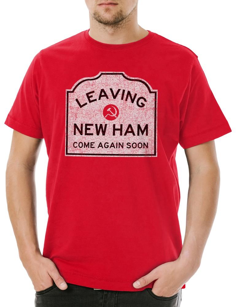 Leaving New Ham Sign Men's T-Shirt The Schild Road Sign Society West Logo New