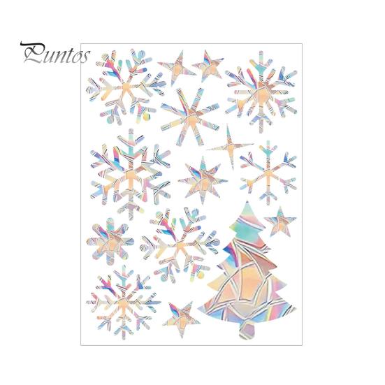 Christmas Window Sticker Protects Birds Prevent Collisions Colorful Reflective Static Adhesion Elk Snowflake Pattern Rainbow Prism Home Decor Decals
