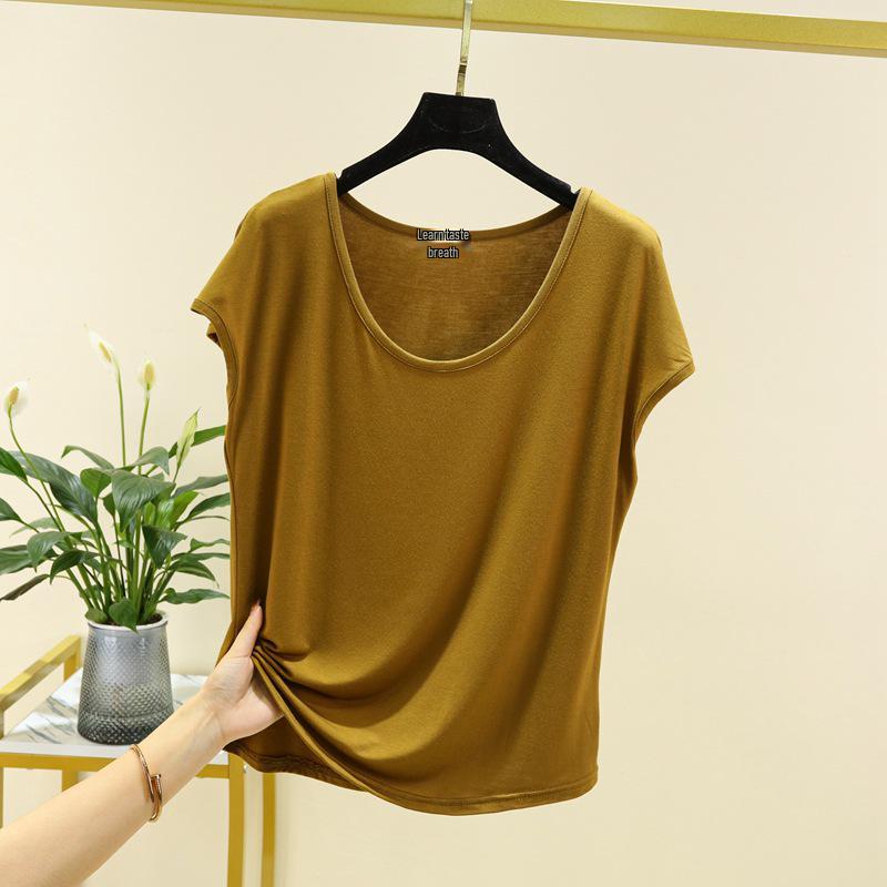 Women's Modal Sleeveless Thin Base Layer T-Shirt - Round Neck, Loose Fit, Plus Size, Solid Color, Slimming Top for Spring/Summer