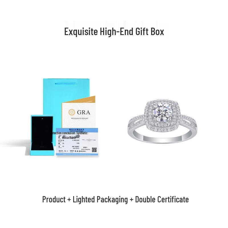 Luxury Square Micro-inlaid Silver Diamond Wedding Ring