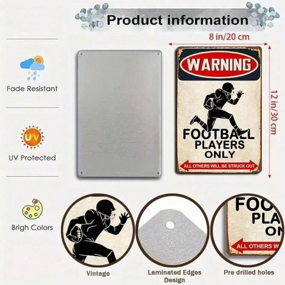 Funny Football Players Metal Wall Poster for Boy Room