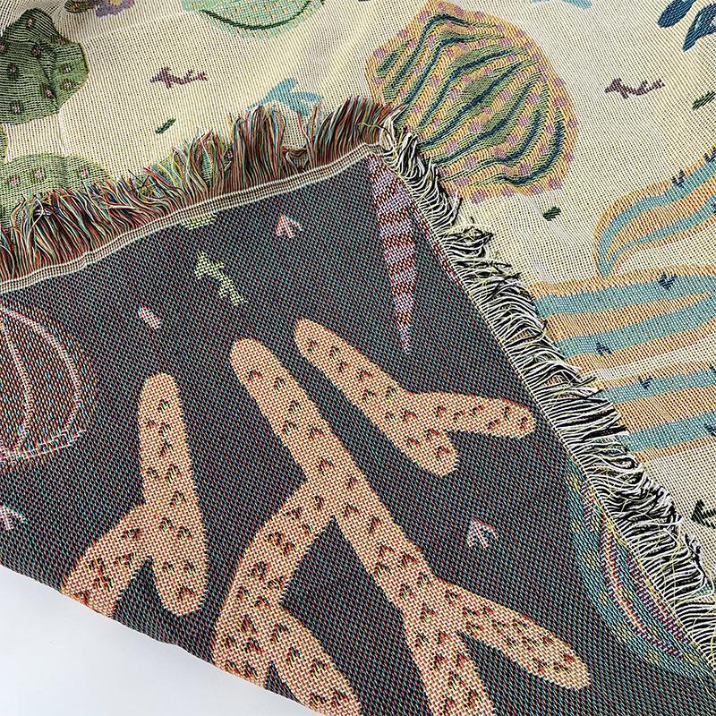 Outdoor Camping Blanket, Picnic Mat, Single Sofa Towel, Bedroom Wall Decoration, Knitted Blanket, Thread Blanket