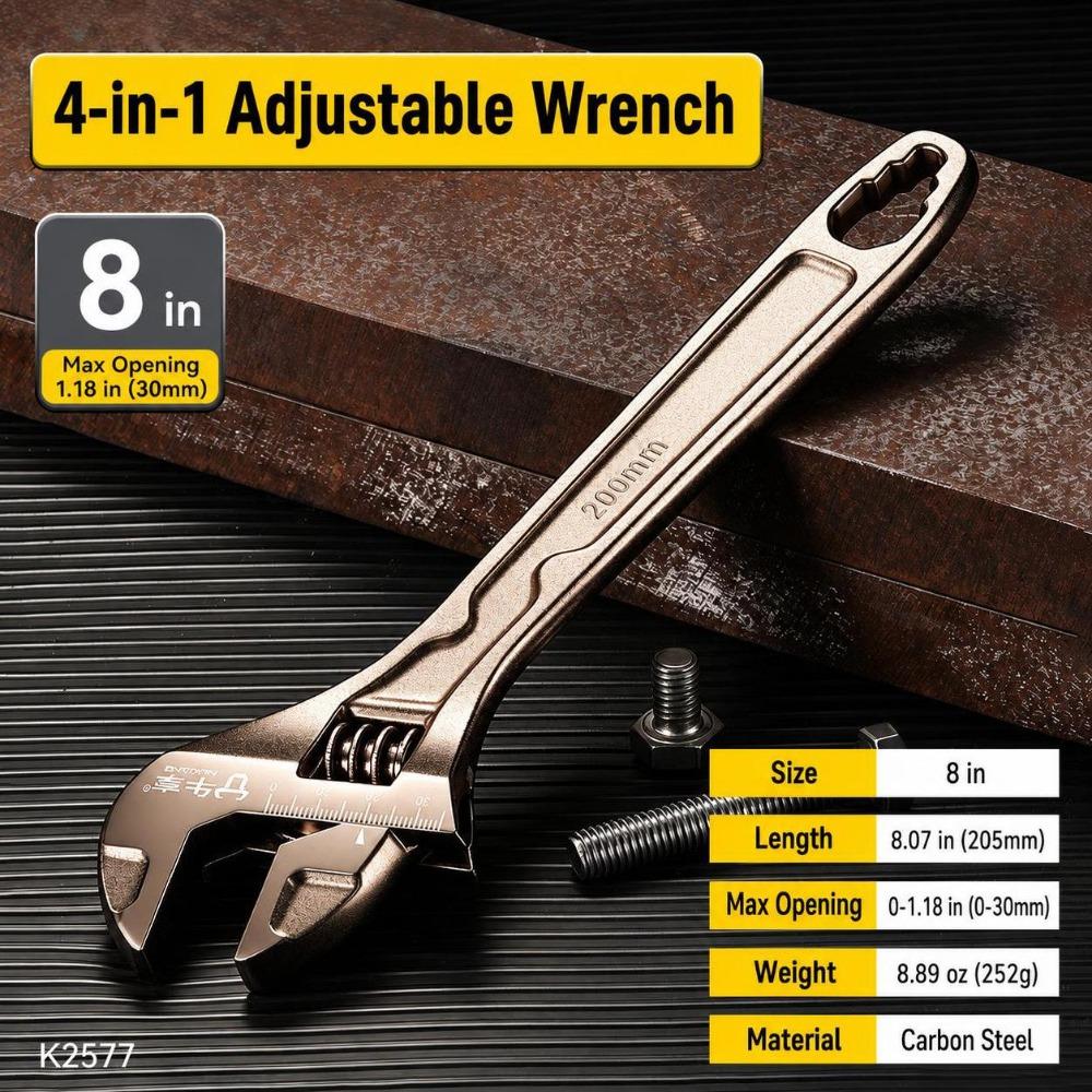 Long Handle Adjustable Wrench Carbon Steel Universal Wrench Car Repair Wrench  Motorcycle Repair