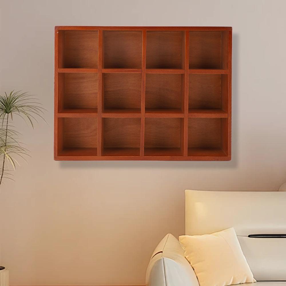 Decorative Wood Desktop Organizer Solid Wood Wall Storage Rack Tabletop Storage Organizer Office