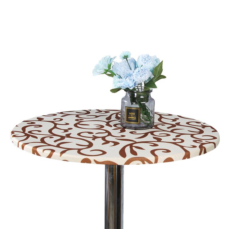 Round Table Cloth Protector Polyester Tablecloth Catering Fitted Table Cover With Elastic Edged 60-120cm Anti-Skid