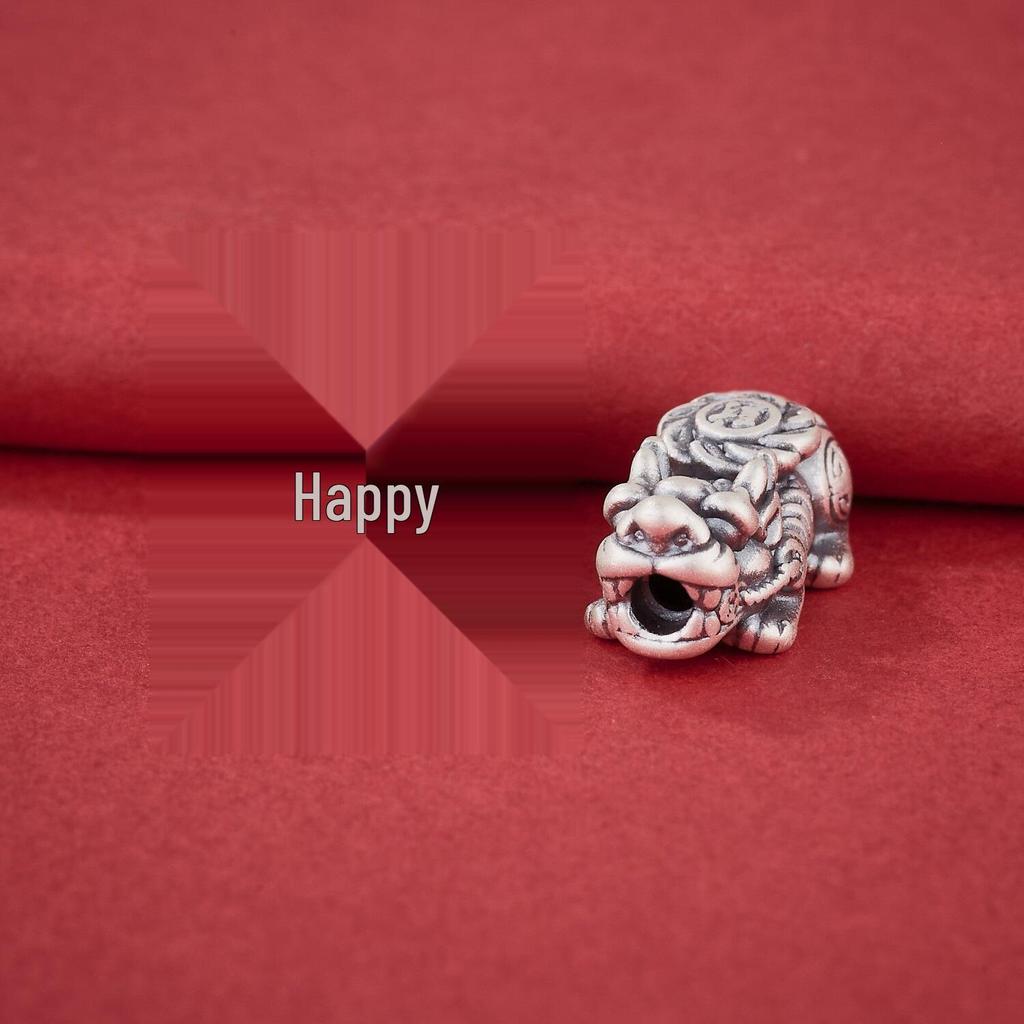 Sterling Silver 999 Pixiu Wealth Beads: Zodiac Luck Bracelet DIY Accessory