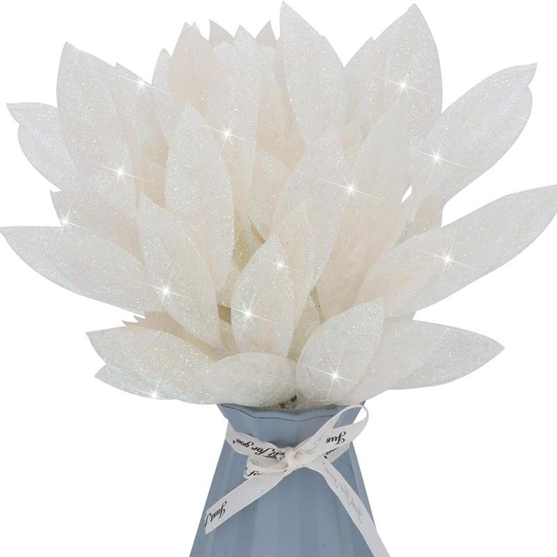 

6Pcs Christmas Decoration 6-Leaf Artificial Leaves Used for Christmas Tree Decor Home Room Wedding Decor DIY New Year Lucky Gift 6Pcs белый