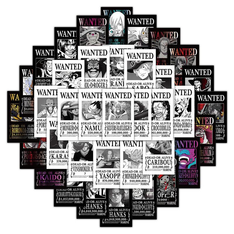 50 Stück Anime One Piece Steckbriefe Aufkleber Coole Graffiti Aufkleber DIY Handy Koffer Laptop Kühlschrank Wanddekor Aufkleber Schönes Spielzeug