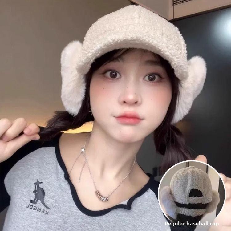 

Съемная новая шапка, наушники, мягкая бейсболка на осень и зиму, повседневная шапка с защитой от ушей и хвостиком