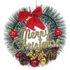 Green Merry Christmas Wreath for Front Door with Red Berries Balls Flowers Ribbon | Garland for Christmas | Xmas Gifts Ornaments Props