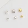 Gold-Plated S925 Sterling Silver Round Watermelon Spacer Beads for DIY Jewelry Accessories