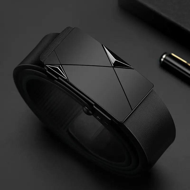 

Ремень премиум-класса для мужчин - деловой, повседневный и официальный - классическая автоматическая пряжка 110cm чёрный