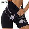 Sports Shorts Peach Hip-lifting Pants High Waist Tight Belly Yoga Fitness Pants 3D Chain Printing Sports Tight Shorts