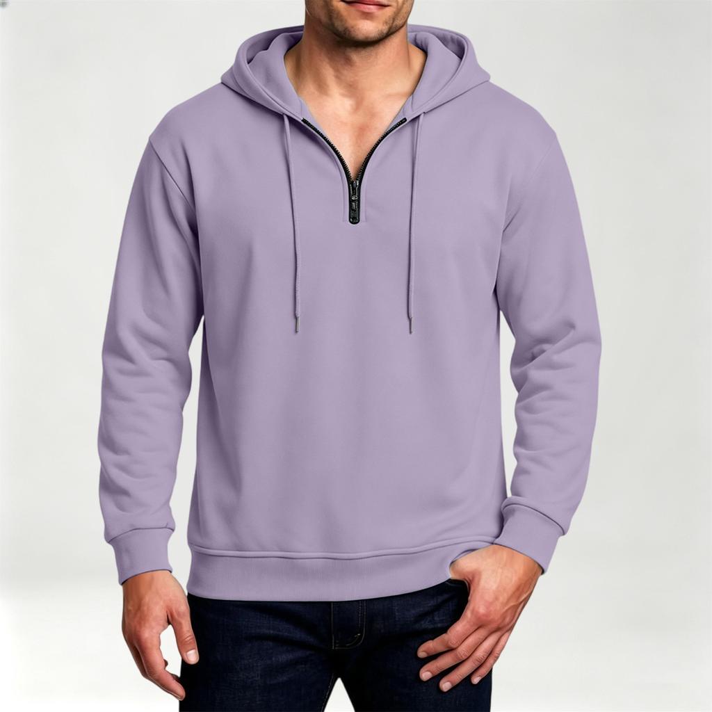 Casual Heren Sweatshirt met Kwartrits en Capuchon voor Dagelijks Gebruik