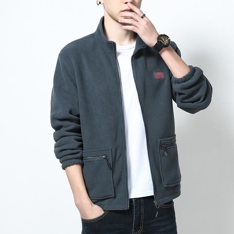Mens Fleece Jacket With Stand Collar Lightweight Outdoor Coat Men