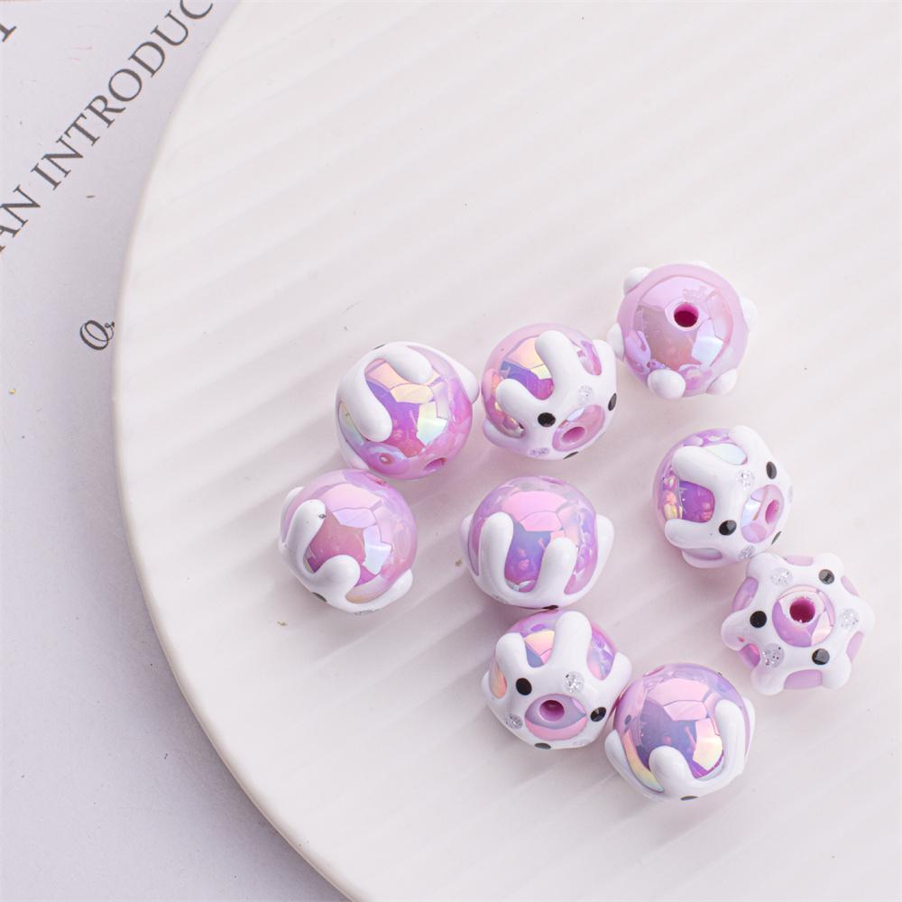 SW18 16mm Cute Creativity Cake Beads Illusion Flower Colored Round Bead Handmade Beaded Mobile Phone Chain Material Bracelet