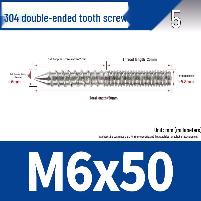 Śruba samogwintująca ze stali nierdzewnej 304 z podwójnym łbem i gniazdem sześciokątnym do mebli, ostro zakończona, M4 M5 M6 M8.