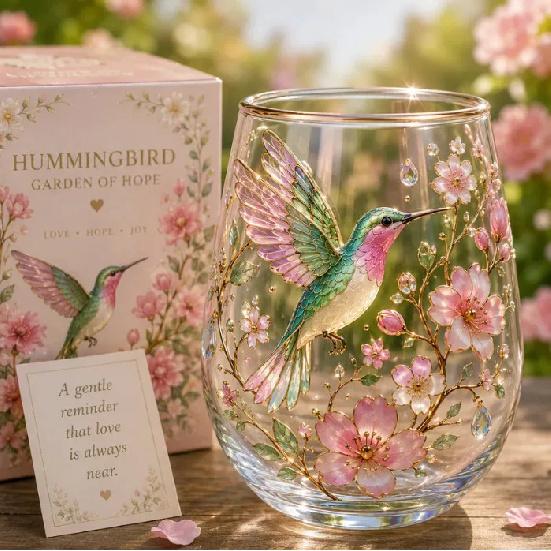 400ml Bee Garden Glass Cup with Gift Card Golden Bee Floral Printed Water Cup Stemless Wine Glass for Home Office Party Gift