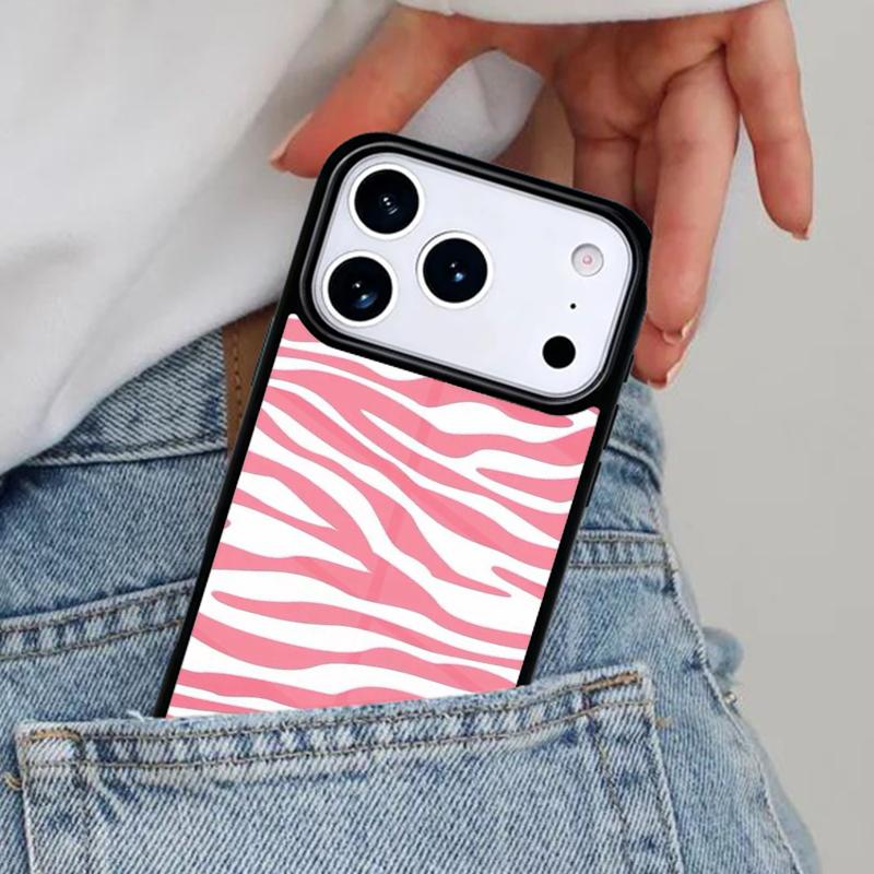 Zebra Print Clip Art Silicone Soft Side Phone Case for iPhone 17ProMax 12 13 14 15 16e 17 Pro Max Plus Air Cover