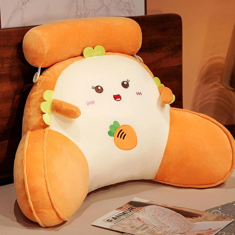 Cute Cartoon Car Headrest Back Cushion Soft Embroidered Plush Lumbar Support Back Pillow Car Seat Waist Protection Accessory Pad