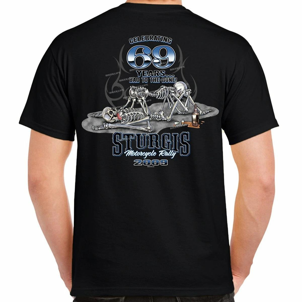 Biker 2009 Sturgis Motorcycle Rally 69 Skeletons Offensive Motorcycle T-Shirt M