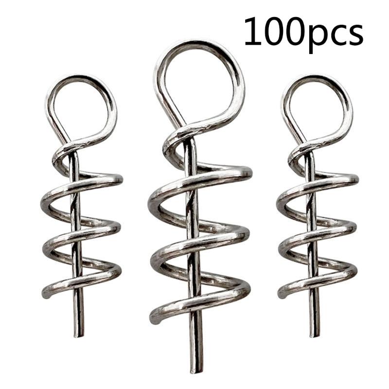 

100Pcs Twisted-Lock Fishing Hooks Stainless Steel Spring Fishing Hooks Swivels Spring for Saltwater Freshwater Fishing 1