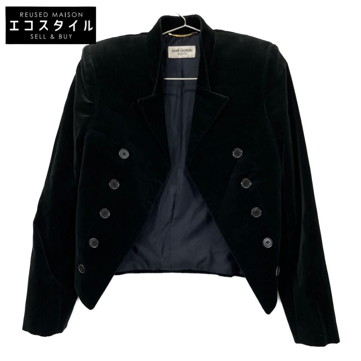 

SAINT LAURENT PARIS 2014 Model 353674 Black Velvet Short Spencer Jacket Jacket 34 blackUsed