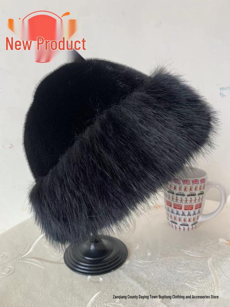 

2024 Шапка з штучного хутра норки в монгольському стилі: Теплий, Пухнастий та Універсальний із Захистом Вух для Осені та Зими чорний